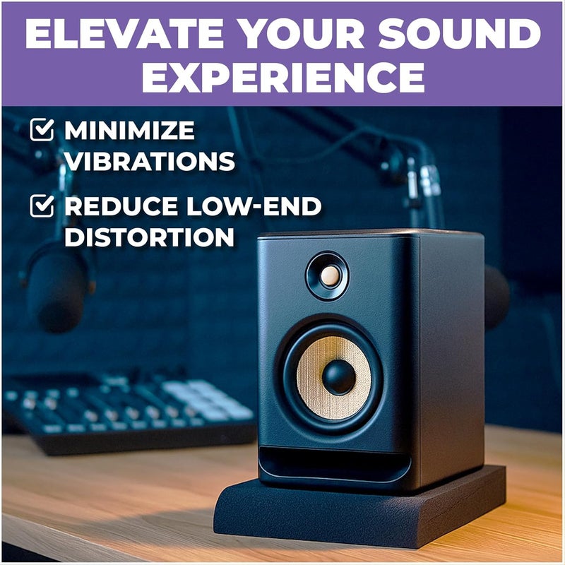 Liquid Stands Studio Monitor Sound Isolation Pads for Speakers 3"-4.5" High-Density Speaker Foam Pads That Prevents Vibrations Angled Speaker Riser - Acoustic Speaker Isolation Pad for Floor, Desktop - Image 5